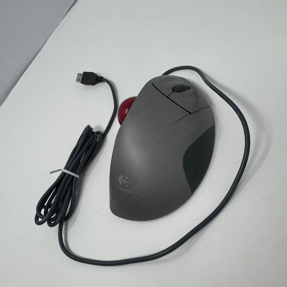 Logitech Trackman Wheel Trackball Mouse USB T-bb18 WORKS Right hand Stationary